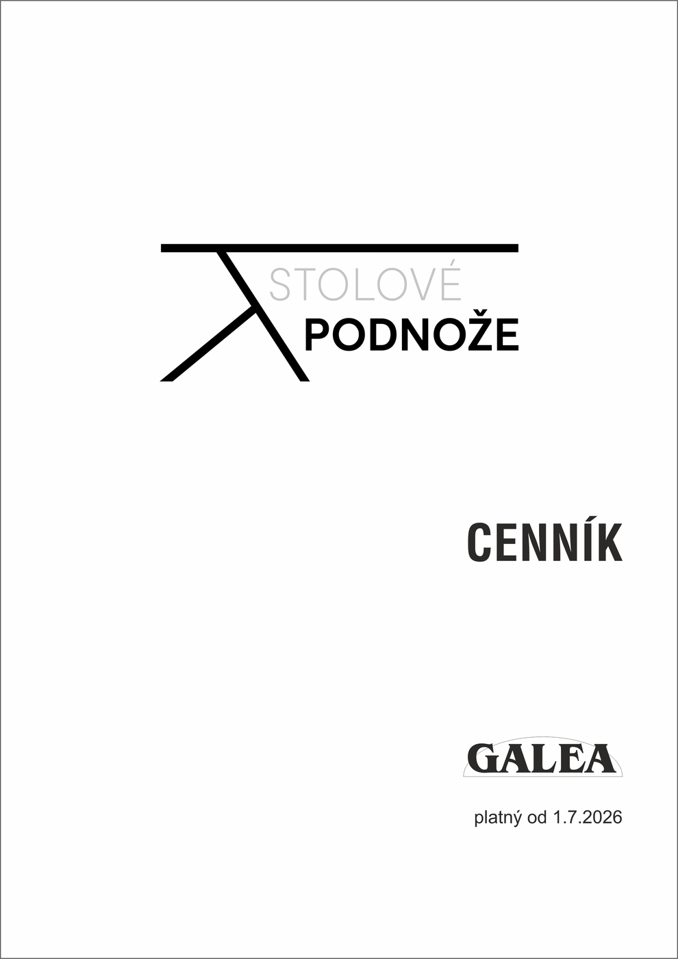 Titulka cenník stolové podnože Galea